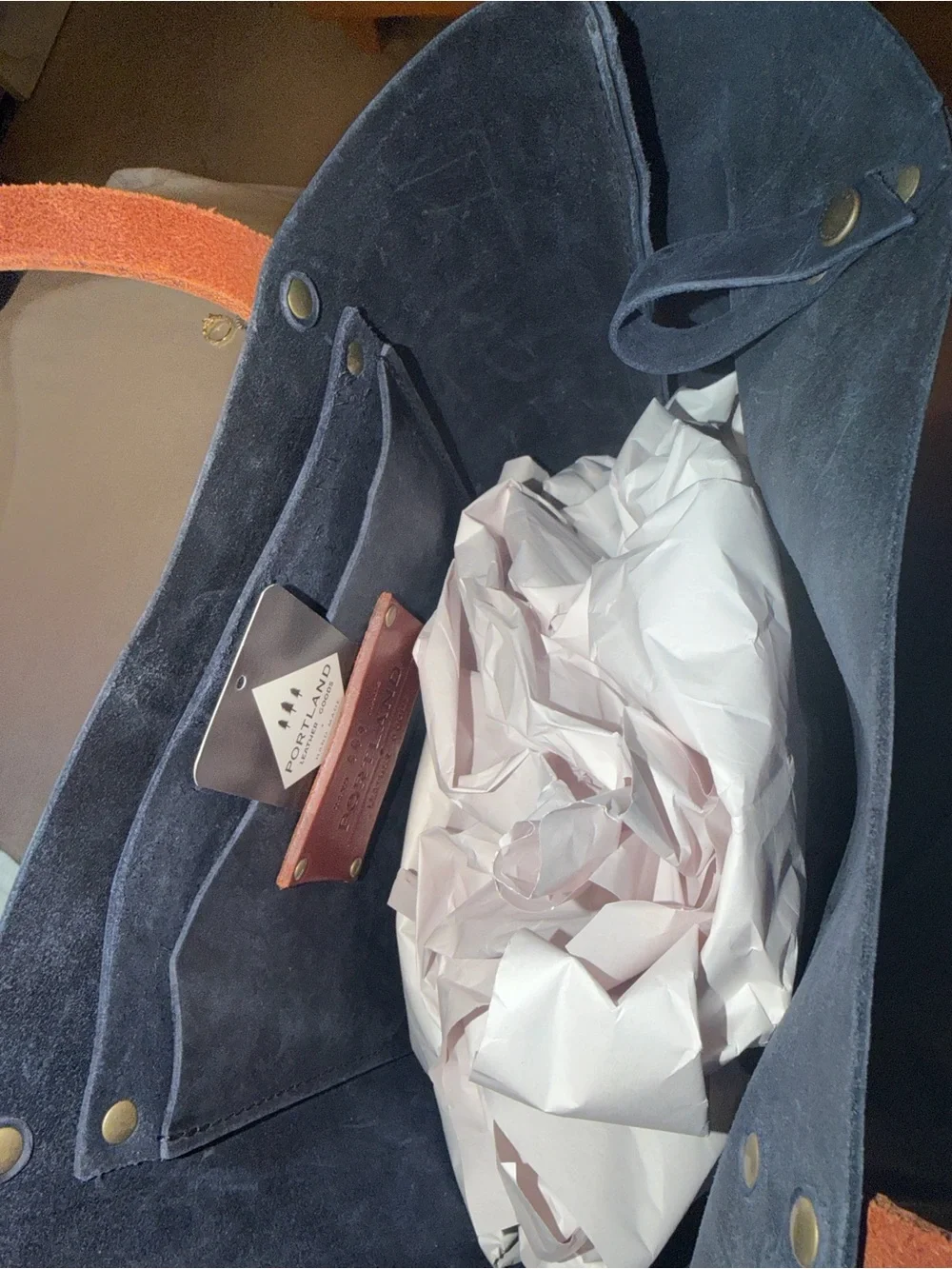 EUC Portland Leather Blue Medium Tote